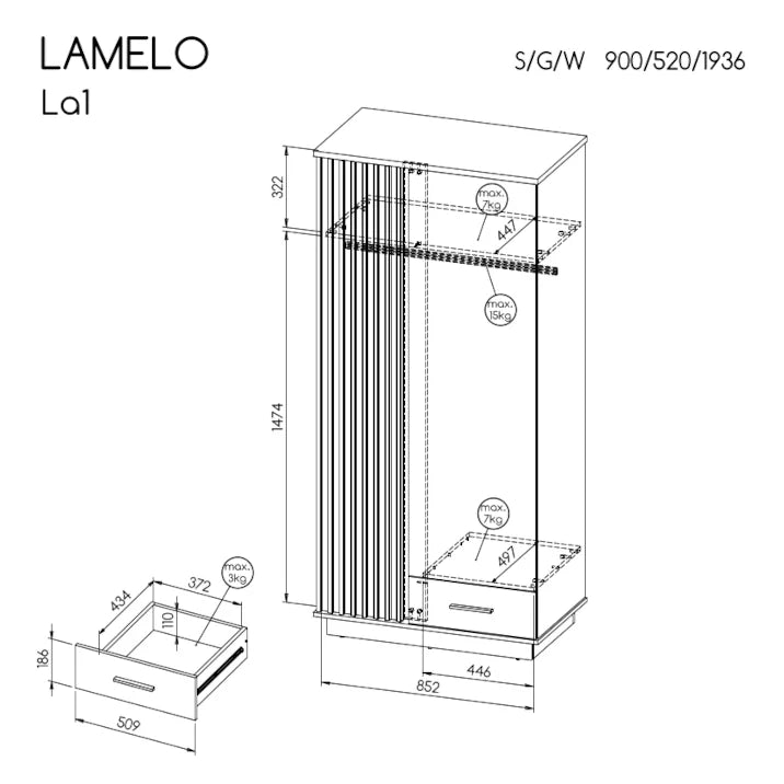 Szafa Lamelo 90